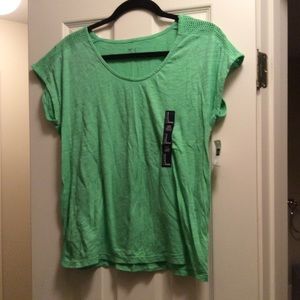 Gap green short sleeve top with crochet on sleeve